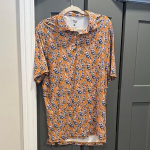 Men's Orange golf Floral Shirt